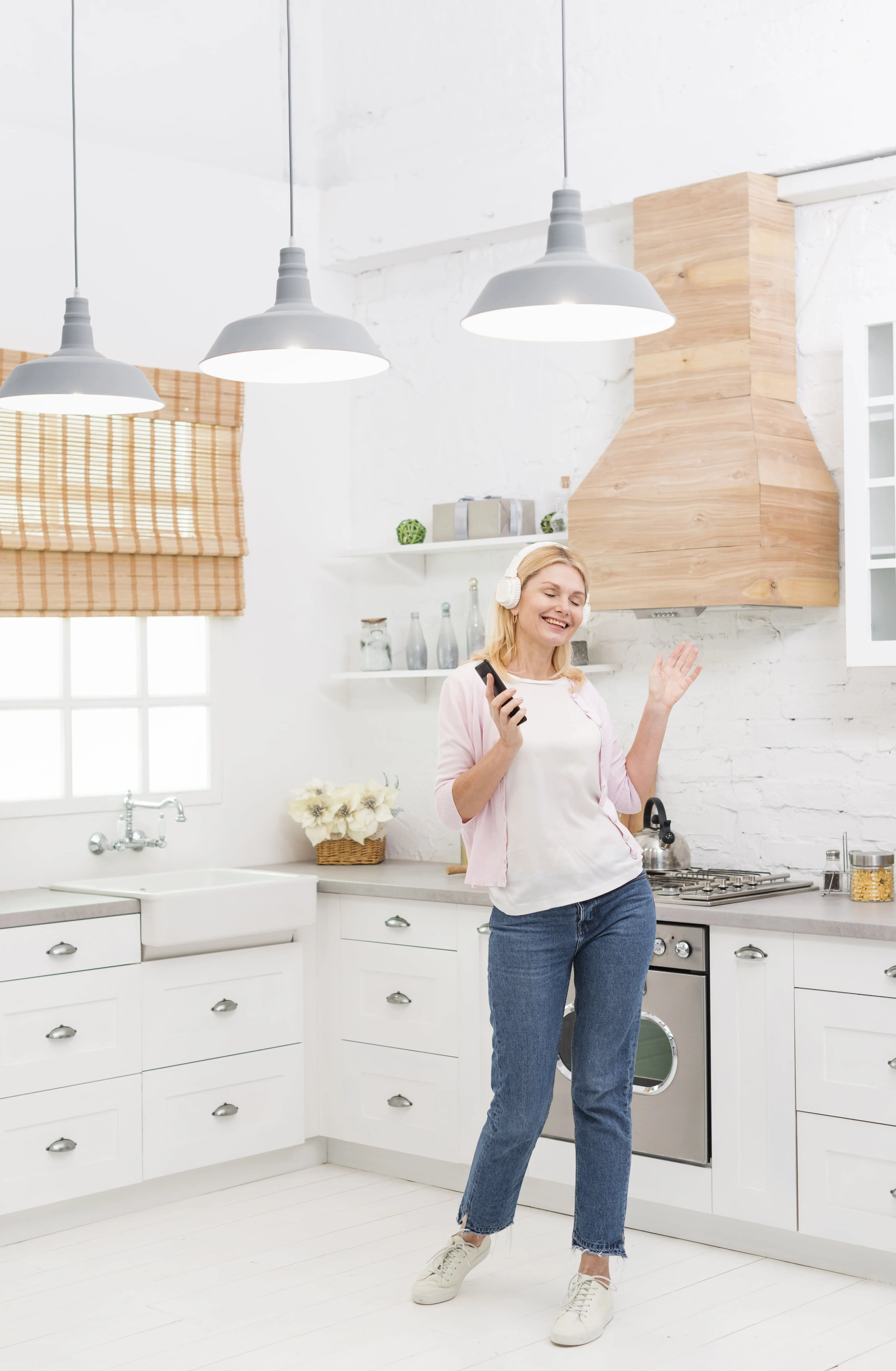 a person in a kitchen